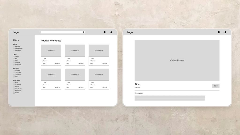 Desktop Wireframes
